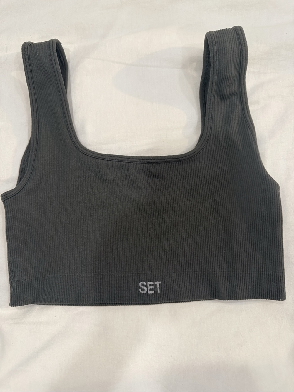 SET Active Ribbed Sports Bralette in Charcoal